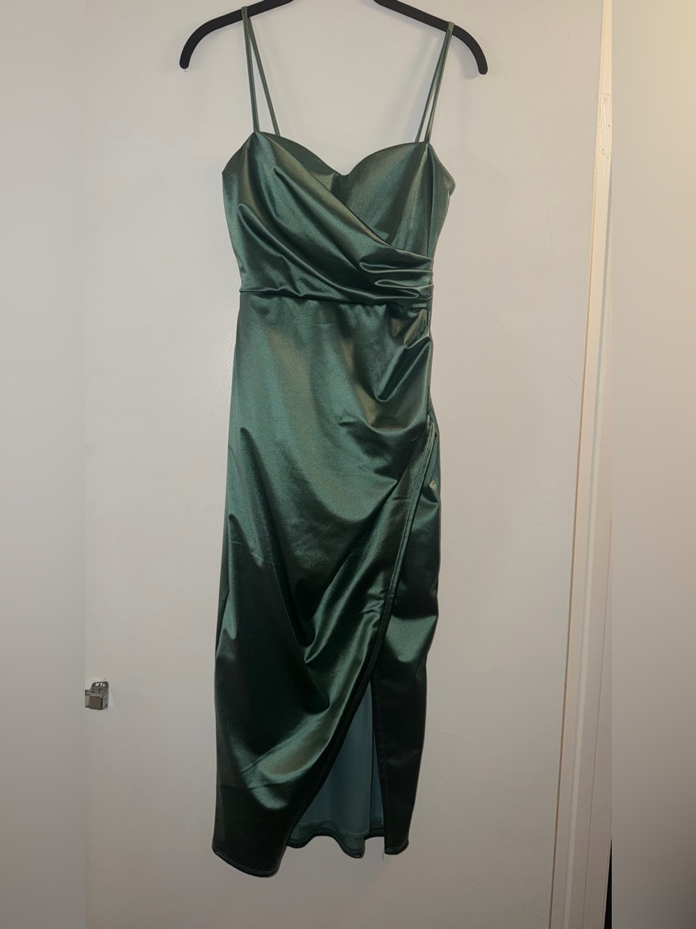 Windsor Emerald Green Satin Midi Slip Dress